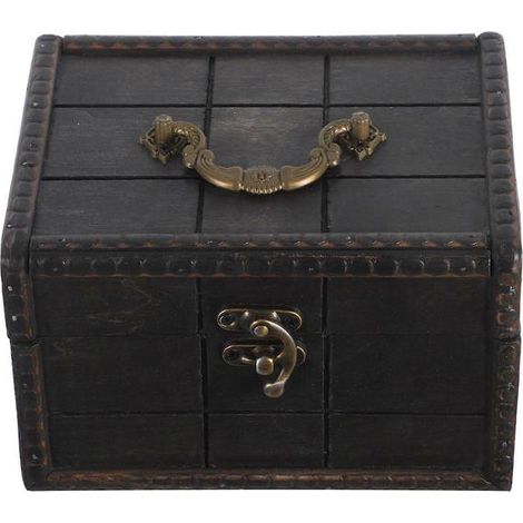 Boîte en bois vintage pour ranger des objets divers, petit coffre à trésors ou contenant pour petits objets de bureau. (1/5)