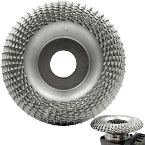 Wood Carving Disc Grinder Shaping Disc 7/8 Inch Drilled Wood Tungsten Carbide Grinding Wheel Carving Wheel For Sanding Carving Shaping (100mm, Curved, Silver) (1/5)