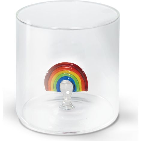 WD LifeStyle Bicchiere Vetro Borosilicato Cc 250 ml Decoro Arcobaleno