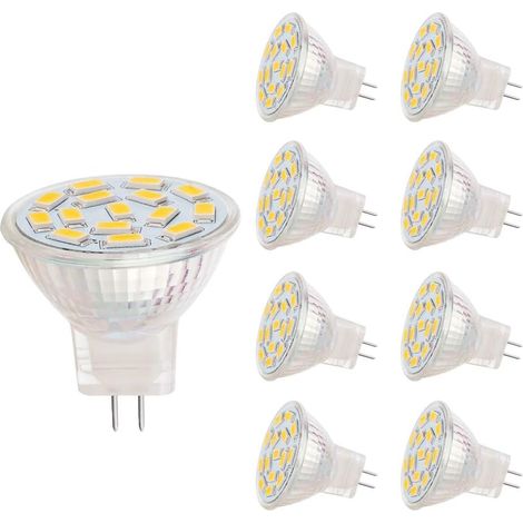 Lampes LED MR11, douille GU4.0, 3 W, correspondant à des lampes halogènes 20-30 W, 12 V AC/DC, 350LM, projecteur 120 °, éclairage sur rail, blanc chaud (3000K, 8 pièces) [Classe énergétique A+] (1/5)