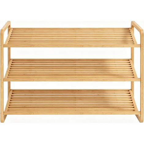 Bambus-Schuhregal mit 3 Ebenen für 9–12 Paar Schuhe 76 x 33 x 50,8 cm MODENUIT (1/5)