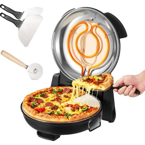 Forno per pizza VEVOR, 304,8 mm, 1200 W, pietra in cordierite, 5 modalità, riscalda fino a 420℃, casa, rosso, nero (1/2)