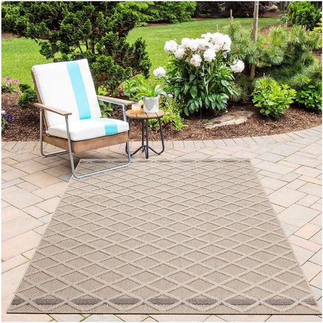 Tapis design intérieur et extérieur graphique Carlo Beige 140x200 (1/5)