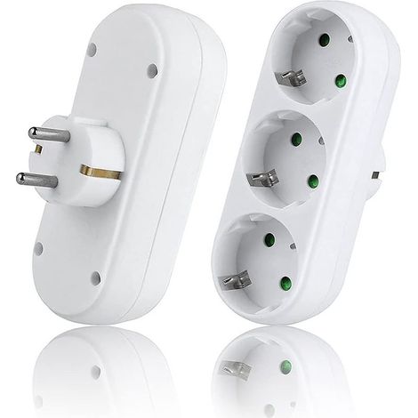 2 Pièces Multiprise Murale,Bloc MultIPrise avec 3 Prises,(3500W/16A),Multiprise Prise,MultIPrise Electrique pour La Maison Le Bureau-Fei Yu (1/5)