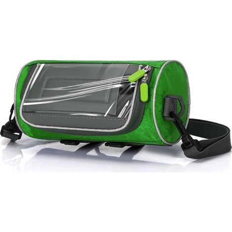 Borsa da manubrio impermeabile per biciclette, tasca frontale con scomparto portaoggetti, include touchscreen e cinghie di fissaggio, con chiusura in velcro, per bici da strada (1/5)