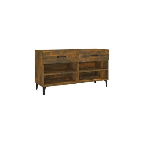 Meuble à chaussures Chêne fumé 102x35x55 Bois d'ingénierie (1/5)