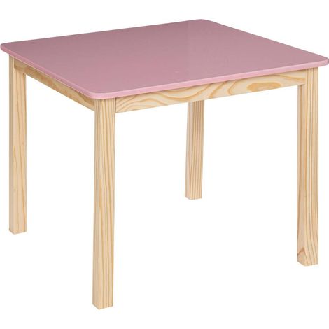 Atmosphera – Table enfant Classic rose 60x60x48 cm – Fibres de bois MDF et pin – Pour activités créatives – À monter soi-même