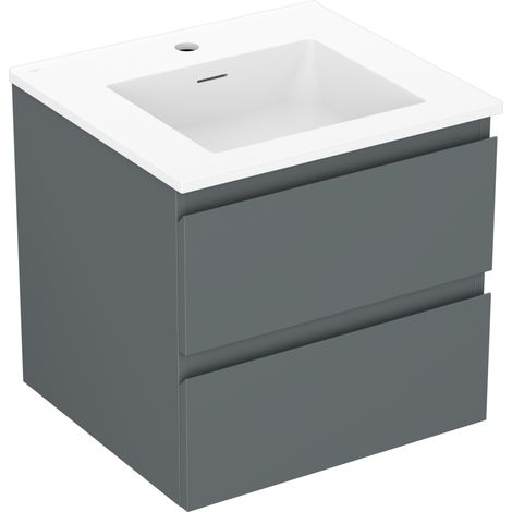 Mexen Orio Badezimmerschrank 50 cm mit Waschbecken Otis, 2 Schubladen, grafit matt/weiß matt - 91A10-05047-2-BFF66-W18M01