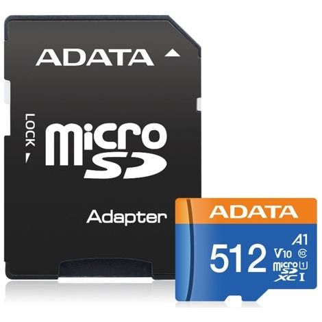 ADATA CARD MICROSDHC 512GB UHS-I CL10 100/20 MB/s W/1 Adap.