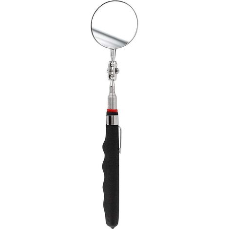 Miroir télescopique ultra plat - Extensible jusqu'à 70 cm - Double articulation à rotule - Poignée antidérapante