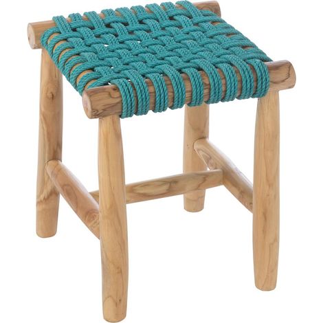 Tabouret en Teck "Erin" 45cm Turquoise
