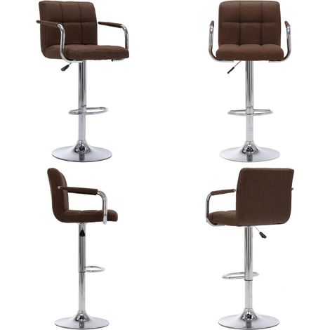 Chaise de bar Marron Tissu - Chaises De Bar - Tabouret De Bar - Chaise Contemporaine - Chaise Avec Accoudoirs - Chaise Pivotante - Home & Living (1/5)