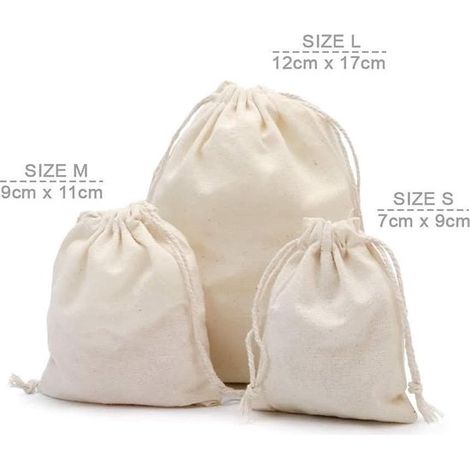 100 bolsitas de regalo pequeñas de algodón con cordón, bolsas de tela reutilizables para manualidades de cumpleaños y materiales de pintura (8x10cm) (1/4)