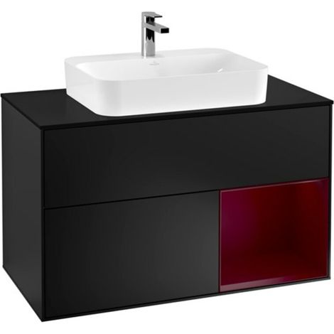 V&B Waschtischunterschrank Wandbeleuchtung Finion 100, Pl bla m, Reg re Peo, bla m Lac (1/2)