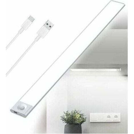 LED-Unterbauleuchte, USB-aufladbare Küchenleuchte, dreifarbiges Licht, 2500 mAh, 40 cm dimmbarer LED-Streifen mit Bewegungssensor, kabelloser, wiederaufladbarer LED-Streifen mit PIR-Sensor, batteriebe