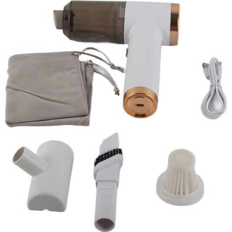 Mini aspirateur portable sans fil, aspiration puissante de 9000 Pa, idéal pour les petites voitures, chargement USB, blanc. (1/5)