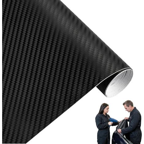 Rouleau de Film Adhésif en Vinyle Fibre de Carbone 3D pour Voitures, Vans, Motos - Effet 3D Texturé - Noir - 1520 x 300 mm - Résistant à l'eau et aux UV (1/5)