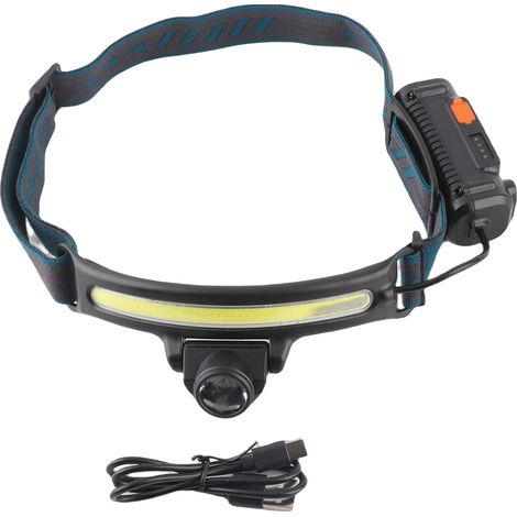 Ortviai Lampe frontale LED COB avec capteur de mouvement, rechargeable USB-C, 2000 mAh, pour pêche et travaux extérieurs