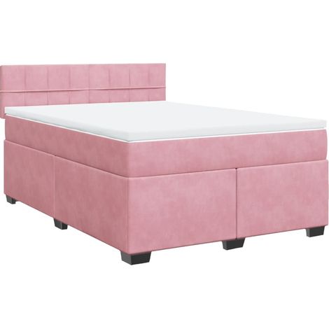 Maison Exclusive - Sommier à lattes de lit avec matelas Rose 140x190 cm Velours (1/5)