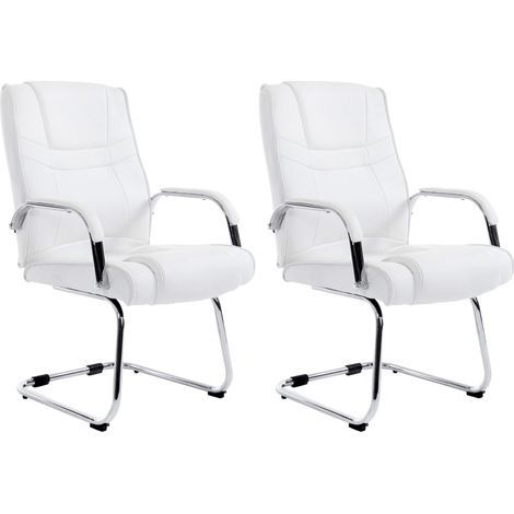 Set de 2 sillas cantilever XXL Attila en polipiel Blanco (1/5)