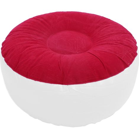 Tabouret gonflable floqué, multifonctionnel, léger, portable, design ergonomique, rond, rouge, idéal pour les voyages, le camping et les activités de plein air. (1/5)