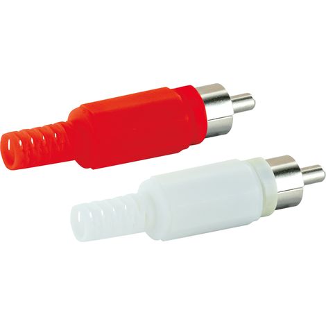 Schwaiger Cinch Stecker Set CIS8112 533 2 Stück rot / weiß, 1x roter Cinch Stecker / 1x weißer Cinch Kabel & Stecker (1/3)