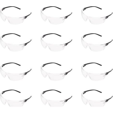 Basics Lunettes de sécurité (Transparent/noir), anti buée, lot de 12 (1/5)