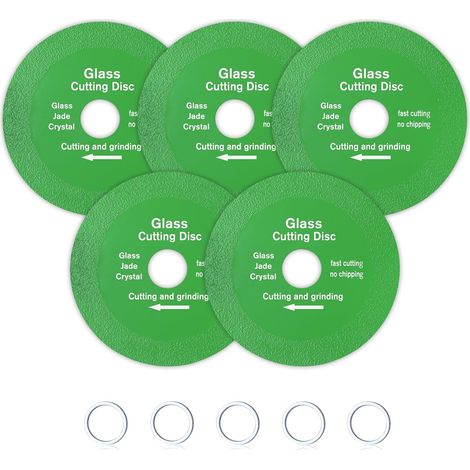 5 pcs 4" Disque à tronçonner en verre pour meuleuse d’angle avec trou d’arbre 7/8“", disque à tronçonner en verre céramique diamanté, ultra-mince pour verre, bouteilles de vin, carrelage (1/5)