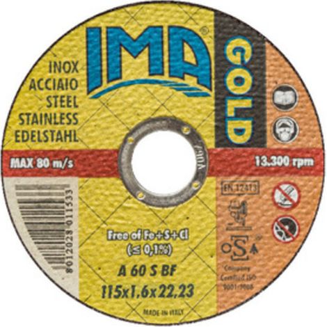 IMA DISCO P/INOX GOLD PIANO D 115X1,6 MM IMA 50 PZ