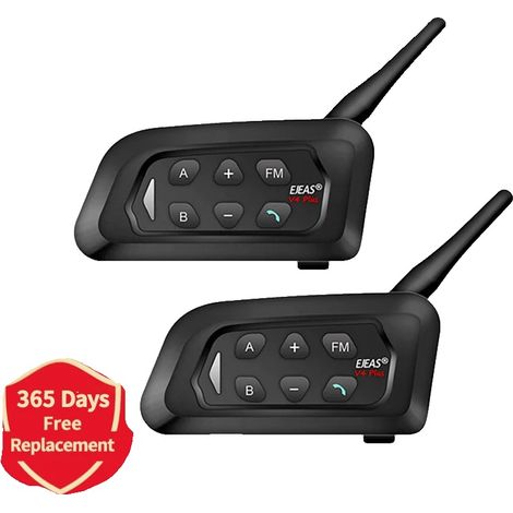 Interfono Bluetooth per casco da moto, supporta 4 persone, design impermeabile, 2 pezzi V4 PLUS (1/2)