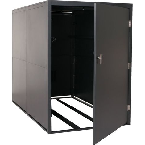 Garage à vélos double abri métallique verrouillable avec rails 160 x 113 x 209 cm en fer anthracite 040006963 (1/5)