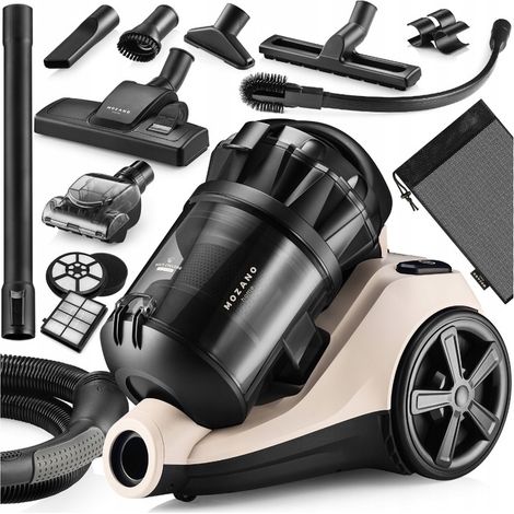 Aspiradora ciclónica Mozano sin bolsa, turbocepillo, filtro HEPA, 4000 W, 3 L