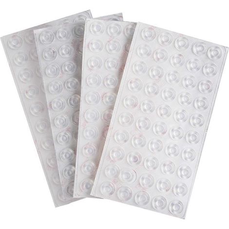 200 butoirs de porte de placard transparents auto-adhésifs en caoutchouc, butoirs souples pour tiroirs, placards et planches à découper. (1/5)