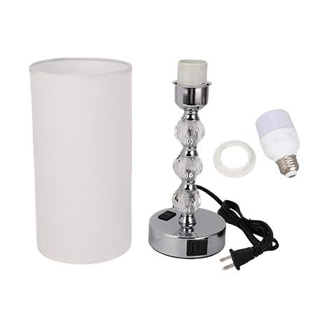 Lampada da comodino touch con luminosità regolabile e paralume in tessuto, porta di ricarica USB, adattatore CA per uso domestico e alberghiero, colore bianco, 1 pezzo. (1/2)