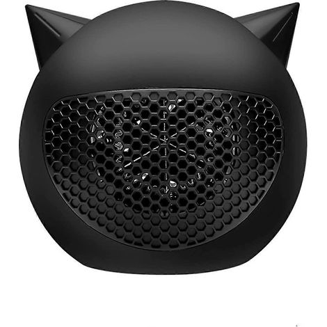 Chauffage électrique portable petit diable mignon, ventilateur de bureau, chauffage domestique noir (noir) (1/5)