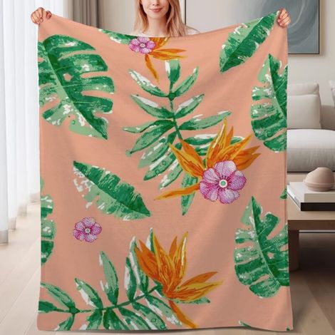 Couverture de lit en polaire, jeté doux et chaud de printemps, légère et luxueuse en microfibre de polyester, décoration intérieure, ajout élégant à la décoration intérieure, cadeau idéal pour tout le (1/4)