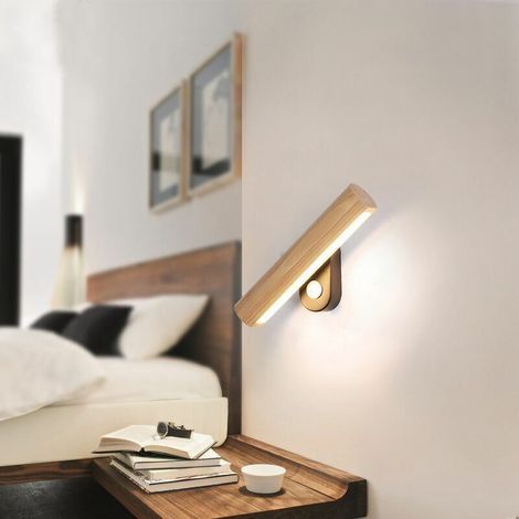 Applique murale japonaise créative LED chambre lampe de chevet nordique rotatif moderne en bois massif étude salon TV fond applique murale pour la maison, villa, bar, restaurants (1/3)