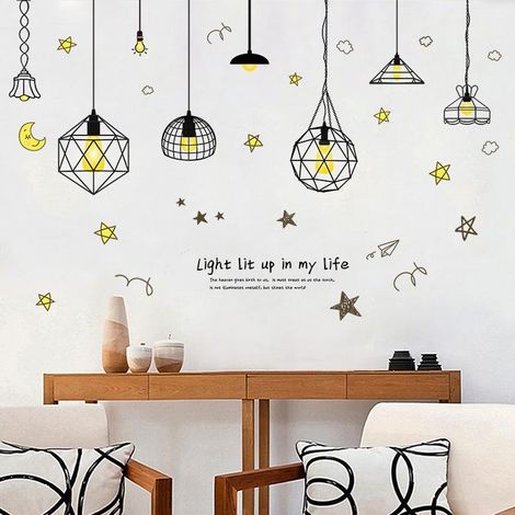 Lustre pentagramme en fil de fer, autocollant mural décoratif, papier peint artistique (1/4)