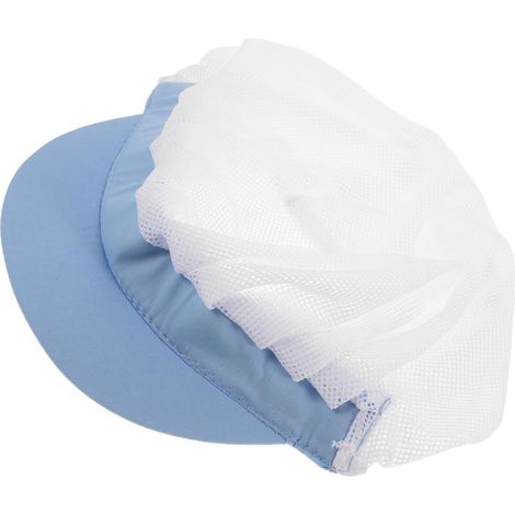 Toque de chef ajustable en maille bleu clair respirante. (1/5)