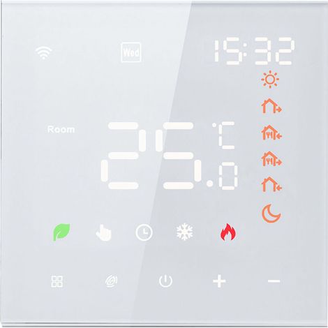 SJLERST Digital Intelligent Wall Mounted Water Heating Thermostat, 3A Digital Programmable LCD Display Touch Screen Floor Heating Thermostat