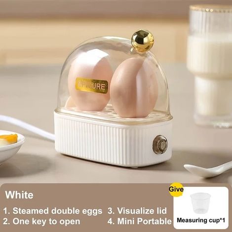 Cuiseur à œufs (blanc), appareil de petit-déjeuner multifonctionnel, appareil de cuisine à arrêt automatique (1/5)