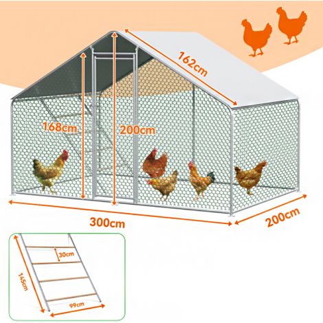 Enclos métallique 3x2x2 m – Verrou de sécurité, bâche imperméable PE, pour poules, lapins et petits animaux – Protection et espace (1/5)
