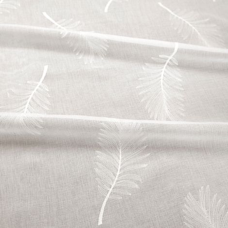 Tissu voile brodée à motifs feuilles Blanc cassé 290 cm