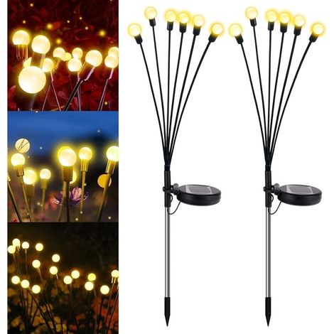 Lot de 2 lampes solaires Firefly, lampes de jardin solaires étanches et oscillantes (1/5)
