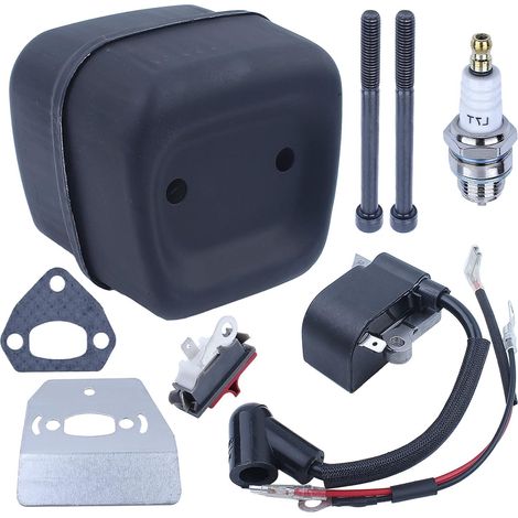Silencieux d'échappement, bobine d'allumage pour Husqvarna 136 137 141 36 41, silencieux d'échappement, bobine d'allumage, plaque de refroidissement, joint de silencieux, boulon de silencieux, interru (1/5)