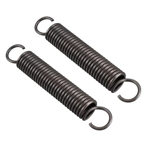 QUARKZMAN 110 mm Free Length Double Hook Tension Spring x 2 Pcs Metal Extension Coil Springs for Industrial Machinery, [Black]