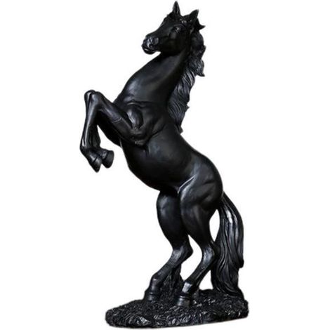 (Schwarze) Galoppierende Pferdefigur – Kunstharz – Bürodekoration – Europäischer Stil