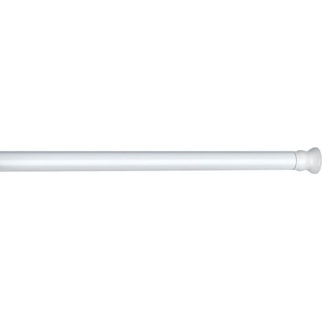Tringle rideau de douche télescopique blanc, Barre de douche extensible, fixation sans perçage par torsion, aluminium inoxydable - embout en caoutchouc, Ø 20 mm x 110 - 185 cm (1/5)