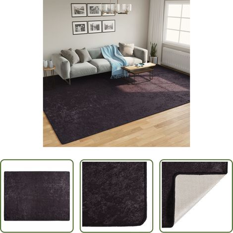 vidaXL Tapis velours - Tapis lavable anthracite 400x300 cm antidérapant (1/5)