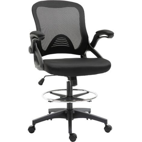 Pour table haute ou bureau, chaise de bureau pivotante pour travail assis-debout, accoudoirs relevables, roulettes (1/5)